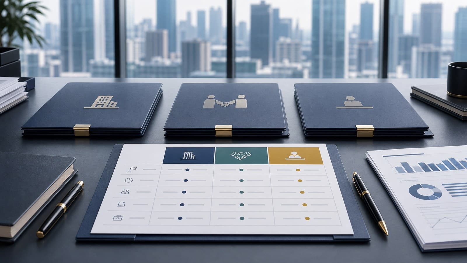 Comparison folders and checklist for WFOE joint venture and representative office structures in China